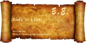 Baán Elek névjegykártya